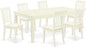 East West Furniture LGDA7-LWH-C 7 Piece Modern Dining Table Set Consist of a Rectangle Wooden Table with Butterfly Leaf and 6 Linen Fabric Dining Room Chairs, 42x84 Inch, Linen White