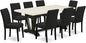 East West Furniture V627AB624-9 9 Piece Dining Table Set Includes a Rectangle Dining Room Table with V-Legs and 8 Black Color Linen Fabric Parsons Chairs, 40x72 Inch, Multi-Color