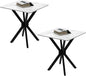 Square Side Table Set of 2, Modern Stylish End Table with Faux Marble Top and Black Metal Legs,Durable Sofa Side Table for Living Room Bedroom