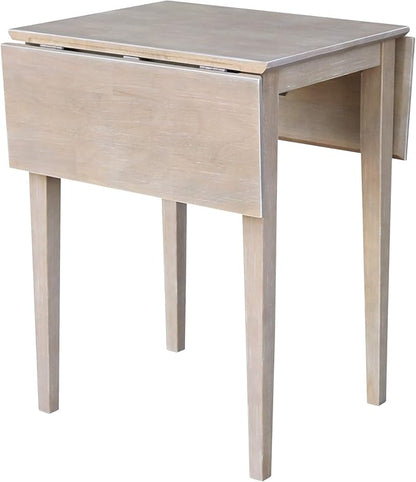 IC International Concepts, Solid Wood Small Drop Leaf Dining Table, Solid Real Wood, Sturdy Parawood,36 X 22 X 29, Minimum Assembly, Washed Gray Taupe
