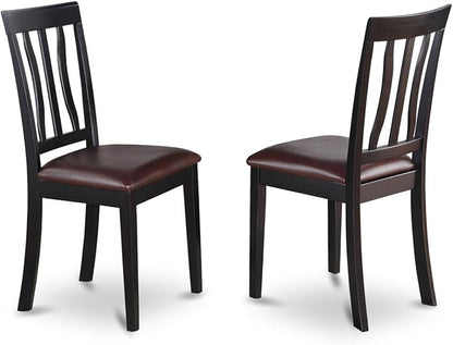 East West Furniture LGAN5-BCH-LC 5 Piece Dining Room Furniture Set Includes a Rectangle Kitchen Table with Butterfly Leaf and 4 Faux Leather Upholstered Chairs, 42x84 Inch, Black & Cherry