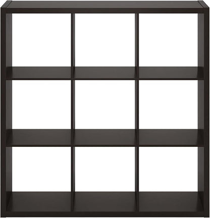 Furinno Cubicle Open Back Decorative Cube Storage Organizer, 9-Cube, Black Dark Oak