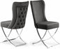 Ottomanson Royal Dining Chairs Set of 6 – Upholstered Tufted Microfiber, Assembled, Silver Metal Legs, Beech Wood Frame, 350 lb Capacity, Gray