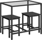 HOOBRO Mordern Dining Table Set, Glass Dining Room Table Set for Small Spaces, Kitchen Table and Chairs for 3 Table with Chairs Home Furniture Rectangular, Black BK80CZ01