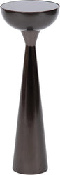 Kate and Laurel Chandon Modern Sophisticated Drink Table; 8 x 8 x 23; Gray Gunmetal; Contemporary Sculptural Plant Pedestal Table with Unique Tinted Tabletop and Polished Metallic Finish