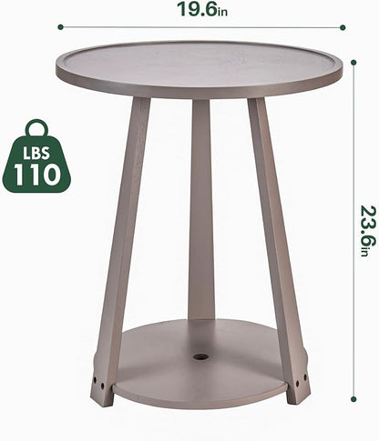 Round Solid Wood Side Table - Small Round Wooden End Table, Modern Living Room Beside Side Tables with Shelf for Couch Sofa Bedroom, Gray, 19.6 in x 19.6 in x 23.6 in