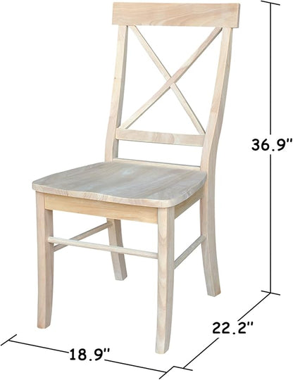 Set of Two X-Back Dining Chairs, Unfinished