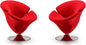 Manhattan Comfort Tulip Swivel Accent Chair Set of 2 with 360° Turn, Modern Flower Inspired Design, Soft Velvet Upholstery, Polished Chrome Base, No Assembly Required, 300 Lbs Capacity, Red
