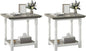 DWVO Farmhouse Square Coffee Table Set of 2, Antique Accent Side Table with Floor Shelf, 23.6"x 23.6" Living Room Furniture, Vintage Ivory & White