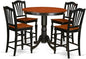 East West Furniture TRCH5-BLK-W 5 Piece Counter Height Pub Set Includes a Round Dining Table and 4 Kitchen Dining Chairs, 42x42 Inch, Black & Cherry