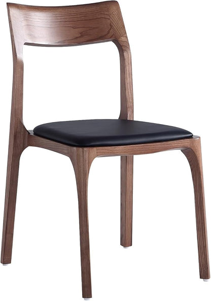 Manhattan Comfort Moderno Stackable Dining Chairs with Leatherette Upholstered Seat, Foam Padding & Solid Wood Frame, Suitable for Kitchen or Restaurant Usage, Set of 2, Black
