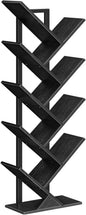 HOOBRO Tree Bookshelf, 9-Tier Bookcase Wooden Shelves, Floor Standing Storage Rack, for Display of CDs, Books in Living Room, Home Office, Wood Storage Rack for Bedroom, Black BB08SJ01G1