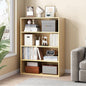 Basic Open Shelf Bookcase - 4-Tier Wooden Cube Storage Shelves Split Bookshelf, Oak