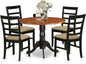 East West Furniture DLPF5-BCH-C 5 Piece Kitchen Table & Chairs Set Includes a Round Dining Room Table with Dropleaf and 4 Linen Fabric Upholstered Chairs, 42x42 Inch, Black & Cherry