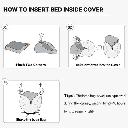 Bean Bag Chairs for Adults - Giant Bean Bag Chair Convertible Bean Bag Bed - Beanbag Chair with Micro Fiber Cover/Furniture Foam Filler - Floor Couch Sofa in Bedroom Dorm Room - Queen Navy Blue