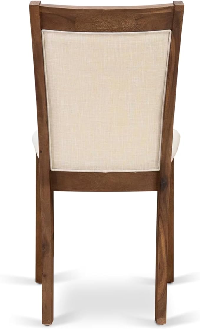 East West Furniture V727MZN32-6 6 Piece Dining Set Contains a Rectangle Dining Room Table with V-Legs and 4 Light Beige Linen Fabric Parson Chairs with a Bench, 40x72 Inch, Multi-Color