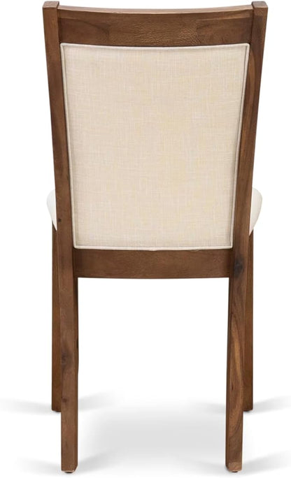 East West Furniture V797MZN32-5 5 Piece Kitchen Table Set Includes a Rectangle Dining Table with V-Legs and 4 Light Beige Linen Fabric Parson Dining Room Chairs, 40x72 Inch, Multi-Color