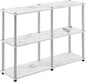 Convenience Concepts Designs2Go No Tools 3 Tier Wide Console Table 42" - Modern Accent with Shelves for TV Media Center, Office Desk Extension, Entryway Display, & Home Storage, White Faux Marble