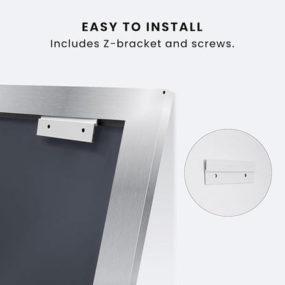 Amorho 28x36 Inch Bathroom Mirror Silver, Thick Metal Framed Wall Mirrors for Over Sink, Brushed Nickel Mirror Perfect for Bedroom, Living Room, Entryway, Rectangle (Horizontal/Vertical).