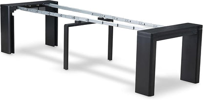 X02EL-2C6-35 - 6-piece Dining Table Set a Dining Table with a coffee Table and 2 wooden Benches and 2 Doeskin Linen Fabric kitchen Chair, 39x120 Inch, Wire Brushed Black