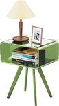 Acrylic Side Table, Acrylic Nightstand Bedside Table for Bedroom (Green, 16.1'' x 11.8'' x 19.7'')