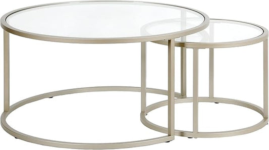 Watson Round Nested Coffee Table in Satin Nickel