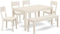 East West Furniture CAAD6-LWH-LC 6 Piece Dining Table Set Contains a Rectangle Dining Room Table and 4 Faux Leather Upholstered Chairs with a Bench, 36x60 Inch, Linen White