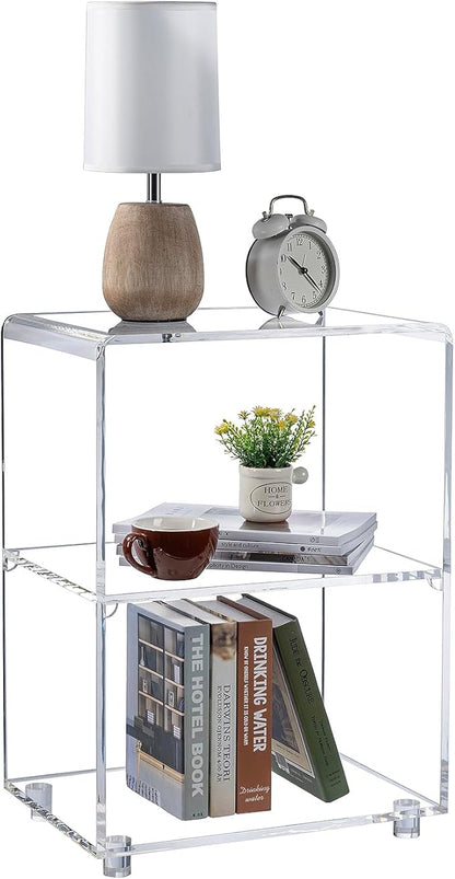 MyGift 3 Tier Clear Acrylic Table, Accent Furniture for Living Room, Bedroom Clear Nightstand Side End Tables