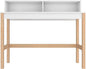 Manhattan Comfort Bowery 47 Inch Mid Century Modern Home Office Desk, Study Table or Entryway Furniture with 2 Cubbies and Rustic Wood Base, White/Oak