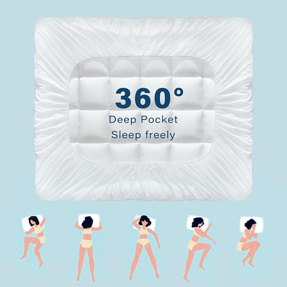 Anluoer California King Mattress Topper, Memory Foam Pillow Top Mattress Topper for Back Pain, Extra Thick Breathable Mattress Pad with 8-21" Deep Pocket, 72x84 Inches, White