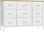 Wide TV Stand Modern TV Console, 9 Drawers Dresser for Bedroom, Fabric Storage Cabinet, Chest of Drawers for Closet, Nursery, Living Room（White）