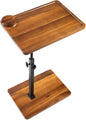 Solid Wood Acacia Wood Couch Table,360° Swivel Height Adjustable C Table with Phone & Tablet Stand,TV Trays for Eating on Couch, Bedroom or Livingroom, Oblong.