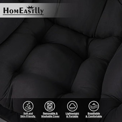 Lazy Chair with Pillow for Living Room, Modern Lounge Accent Chair with Armrests, Leisure Sofa Chair Set, Reading Chair for, Bedroom, Dorm Room, Office, Black
