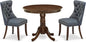 East West Furniture ANDA3-AWA-13 3 Piece Kitchen Table Set Includes a Round Dining Table with Pedestal and 2 Polyester Fabric Upholstered Parson Chairs, 36x36 Inch, Antique Walnut
