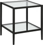 Henn&Hart 20" Wide Square Side Table with Glass Shelf in Blackened Bronze, Table for Living Room, Bedroom