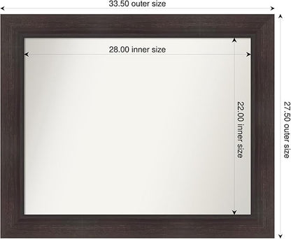 Amanti Art Brown Bathroom Mirror for Over Sink, 28x34 Sloped Espresso Rectangle Vanity Mirror, Large Modern Contemporary Frame, Hangs Horizonally and Vertically, Bathroom Wall Decor, Non-Beveled Edge