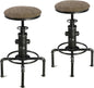 Topower Antique Vintage Industrial Barstool PU Leather Water Pipe Fire Hydrant Design Cafe Coffee Industrial Bar Stool Set of 2 Silver
