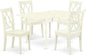 East West Furniture MZCL5-LWH-W 5 Piece Dinette Set for 4 Includes a Rectangle Dining Room Table with Dropleaf and 4 Dining Chairs, 36x54 Inch, Linen White
