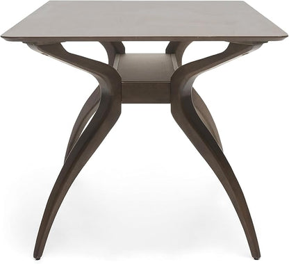 Christopher Knight Home Idalia Curved Leg Rectangular Dining Set, 5-Pcs Set, Natural Walnut / Light Beige