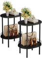 Round Side Table Set of 2,Bedside Table with Storage, Morden Round Nightstand, Samll Side Table for Living Room，Bathroom，Bedroom, Nursery, Laundry, Black