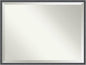 Amanti Art Black Bathroom Mirror for Over Sink, 32x42 Eva Black Silver Thin Rectangle Vanity Mirror, X-Large Modern Frame, Hangs Horizonally and Vertically, Bathroom Wall Decor, Beveled Edge