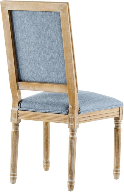 Merax Upholstered Solid Wood Dining Chairs Set of 2, French Country Style Accent Side Seating Furniture for Kitchen, Living Room, Cushioned Back, Slate Blue
