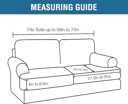 H.VERSAILTEX Sofa Cover 3 Piece T Cushion Loveseat Slipcovers Thick Velvet Couch Cover Furniture Protector Stretch T Cushion Sofa Covers for 2 Cushion Couch with 2 Individual T Cushion Covers, Black