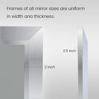 Amorho 60 X40 Inch Bathroom Mirror Silver, Thick Metal Framed Wall Mirrors for Over Sink, Brushed Nickel Mirror Perfect for Bedroom, Living Room, Entryway, Rectangle (Horizontal/Vertical).