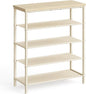 VASAGLE Shoe Rack, 5-Tier Shoe Storage Organizer for Entryway and Closet, Holds 12-16 Pairs of Shoes, 4 Fabric Shelves, Steel Frame, Modern, Natural Beige and Pearl White ULBS036K01