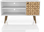 Manhattan Comfort Liberty Mid Century Modern TV Stand for Televisions up to 46 Inches, Bedroom and Living Room Entertainment Center with Storage, Shelves, and Cabinet, 43" Wide, White/3d Print