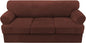 H.VERSAILTEX Sofa Cover 4 Piece T Cushion Sofa Slipcovers Thick Velvet Couch Cover Stretch T Cushion Sofa Covers for 3 Cushion Couch with 3 Individual T Cushion Covers, Burnt Brick