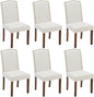 Kitchen Chairs Set of 6 Modern Upholstered Fabric Seat with Nailhead Trim and Ergonomic Lumbar Support for Living Room and Rustic Farmhouse Dining Area, Beige