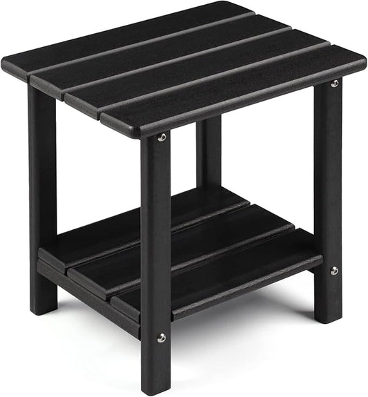 Adirondack Outdoor Side Table, 2-Tier Sturdy Patio End Table Weather Resistant, 16.5" Solid Side Table for Patio, Pool, Porch