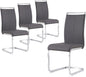 Dining Chairs Set, Kitchen Modern Metal Chairs with Faux Leather Padded Seat High Back and Sturdy Chrome Legs, Chairs for Dining Room (Grey, Set of 4)